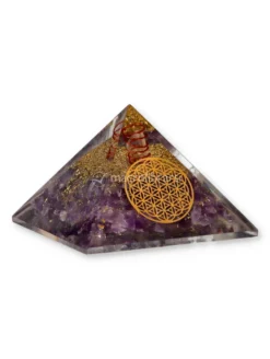 Piramide in Orgonite e Ametista - Fiore della Vita - Bassa