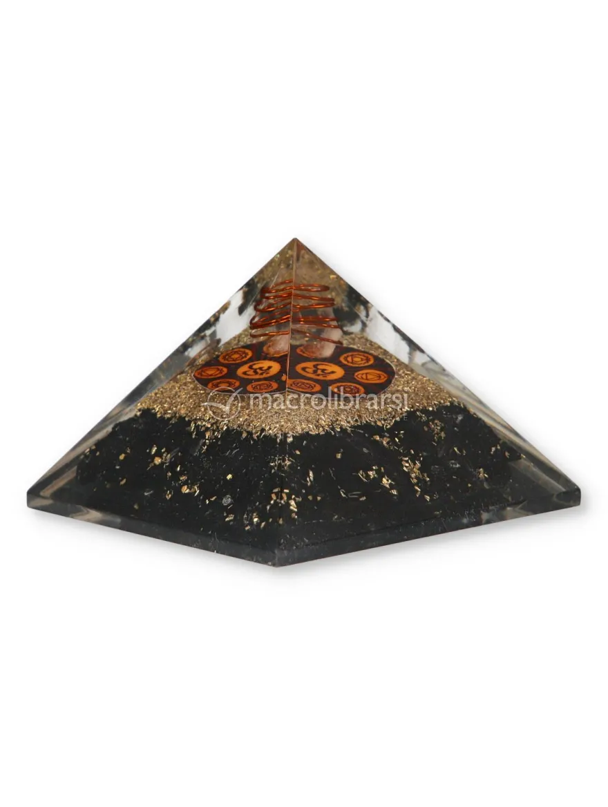 Piramide Orgonite Chakra - Tormalina Nera con Ohm