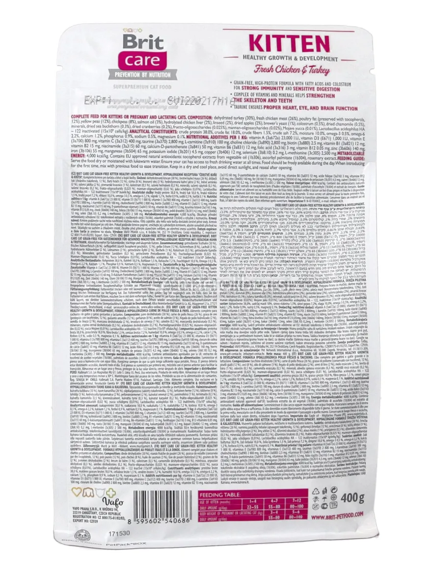 Pollo Fresco e Tacchino Grain Free per Gattini - 400g