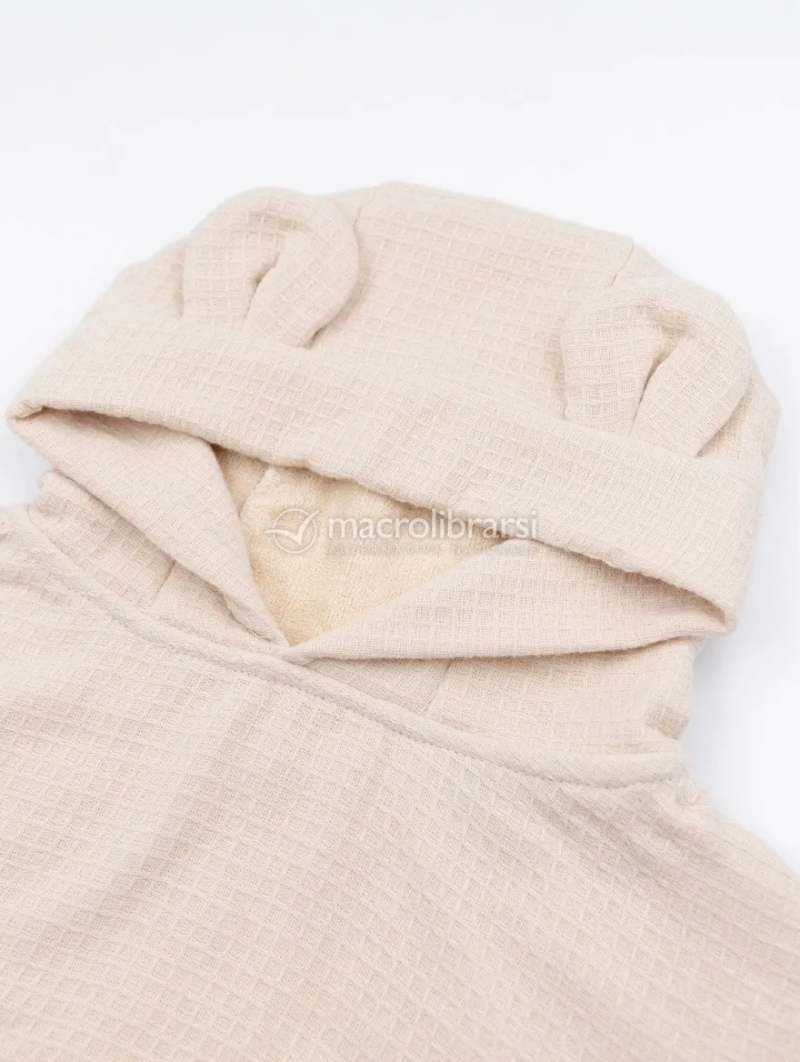 Poncho Bimbo in Spugna Waffle - Warm White - 0/2 Anni