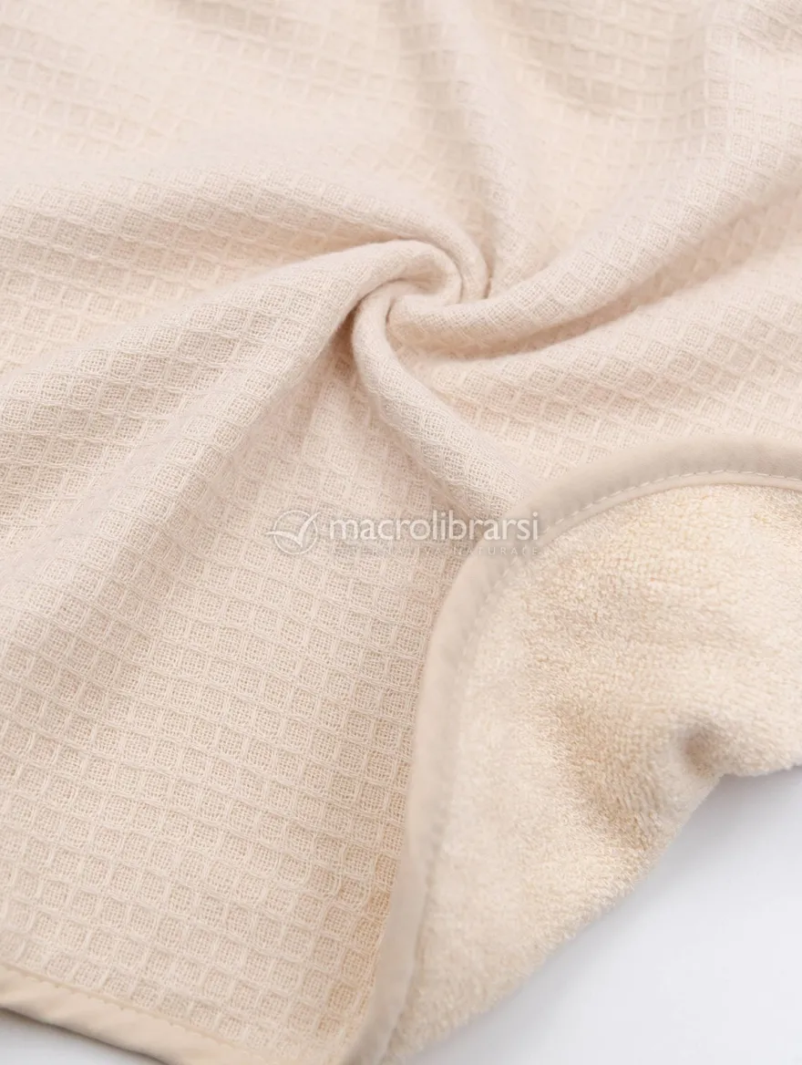 Poncho Bimbo in Spugna Waffle - Warm White - 0/2 Anni