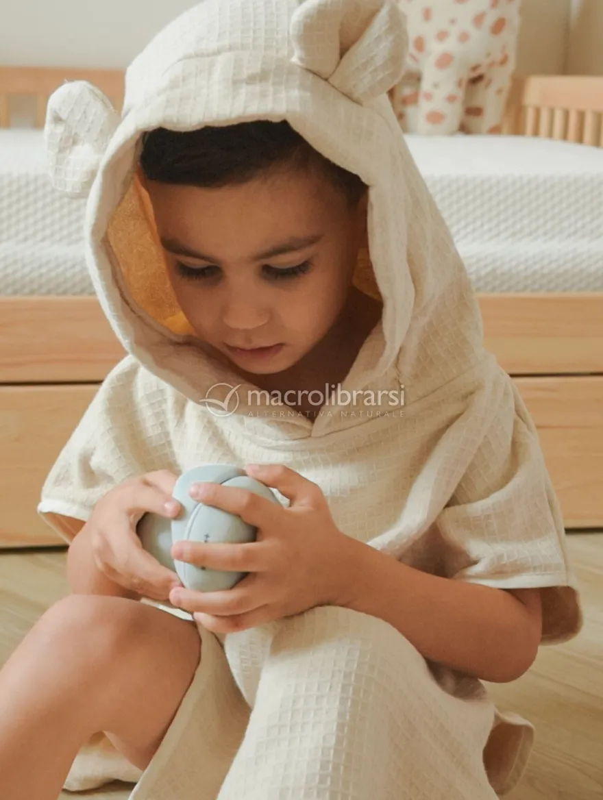 Poncho Bimbo in Spugna Waffle - Warm White - 0/2 Anni