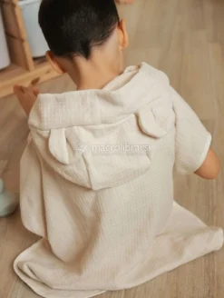 Poncho Bimbo in Spugna Waffle - Warm White - 0/2 Anni