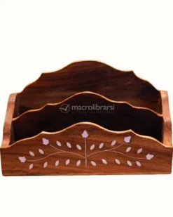 Portalettere in Legno con Intarsi Bianchi