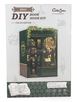 Puzzle in Legno 3D Book Nook Kit - Owl Bookstore