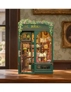 Puzzle in Legno 3D Book Nook Kit - Owl Bookstore