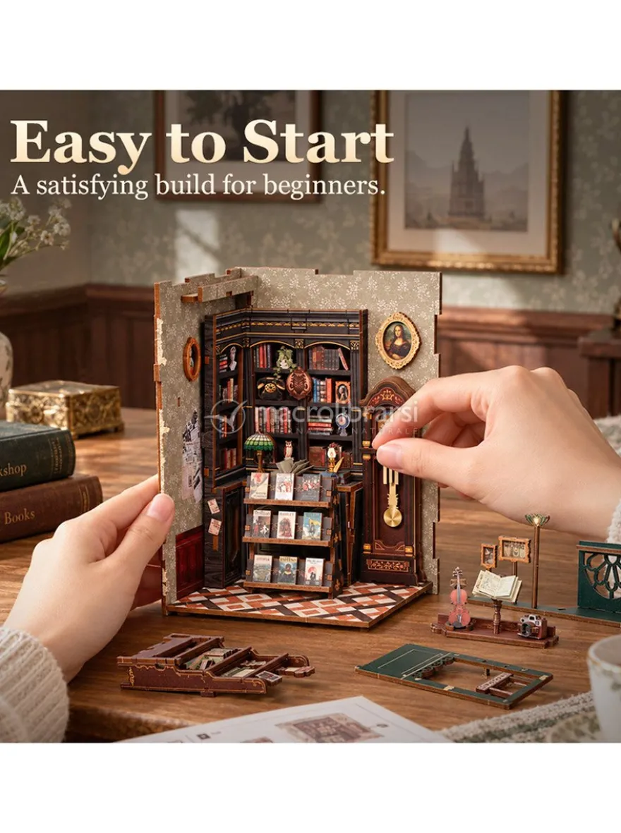Puzzle in Legno 3D Book Nook Kit - Owl Bookstore