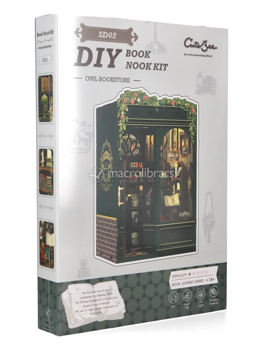 Puzzle in Legno 3D Book Nook Kit - Owl Bookstore