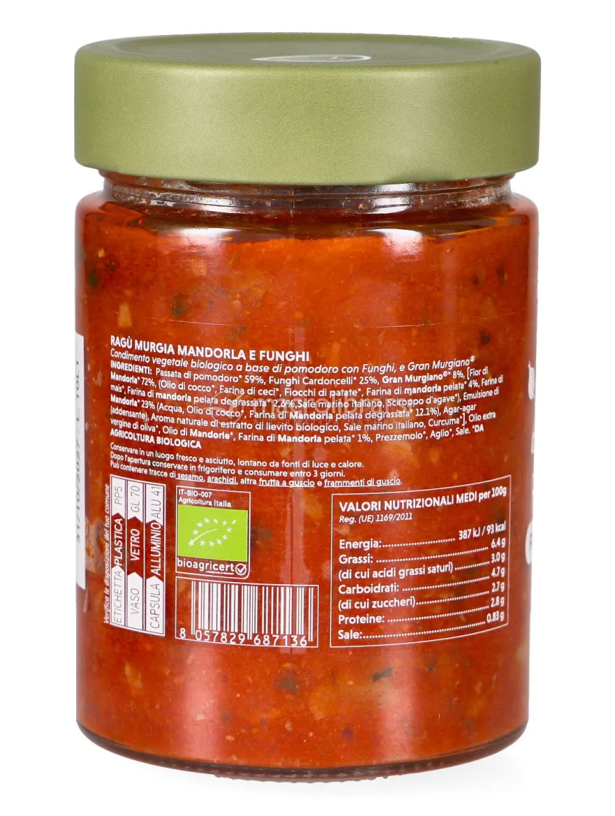 Ragù Murgia Biologico con Mandorla Gran Murgiano® e Funghi