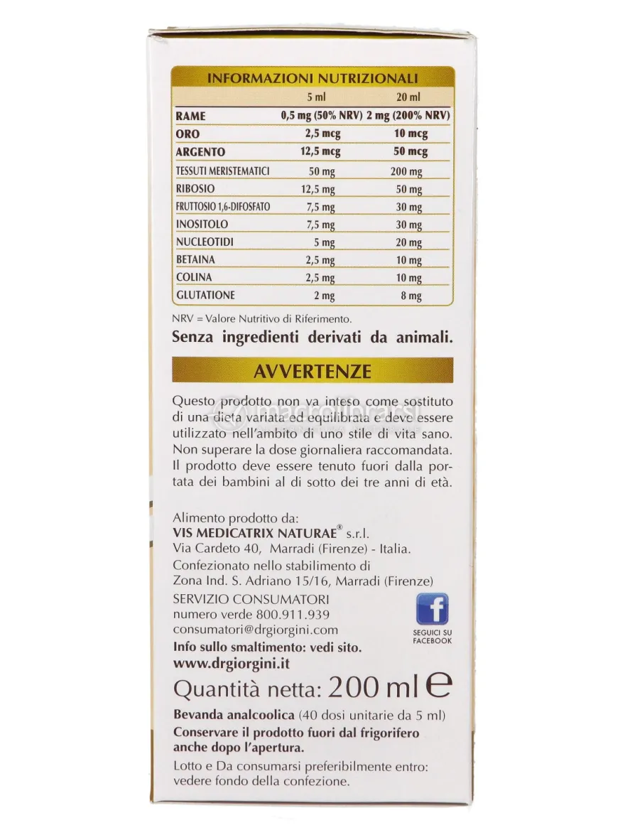Rame Oro Argento Olimentovis - Liquido Analcolico