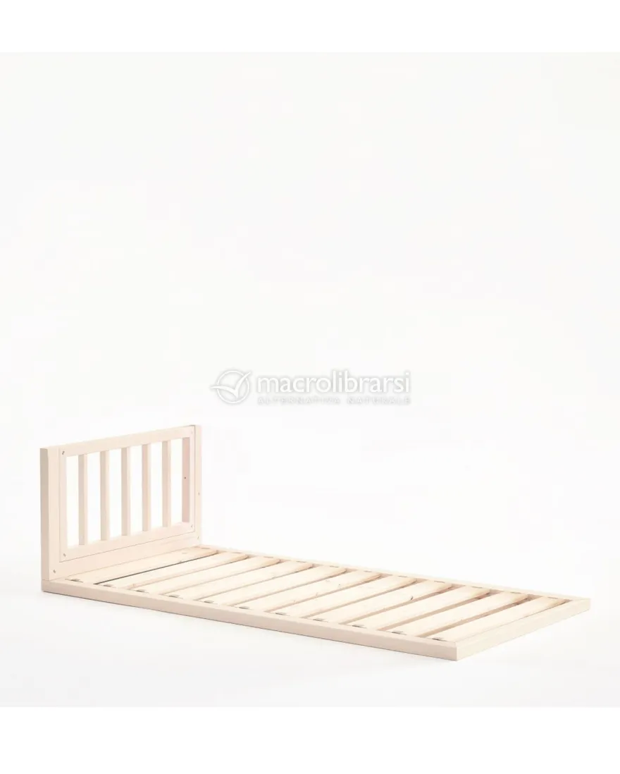 Rete a Doghe Tatami e Testata in Legno Naturale - 90x160 cm