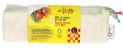 Sacchetti Frutta e Verdura Riutilizzabili in Cotone - Taglia L - 5 Sacchetti