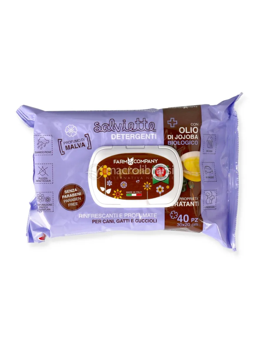 Salviette Detergenti alla Malva con Olio di Jojoba Biologico
