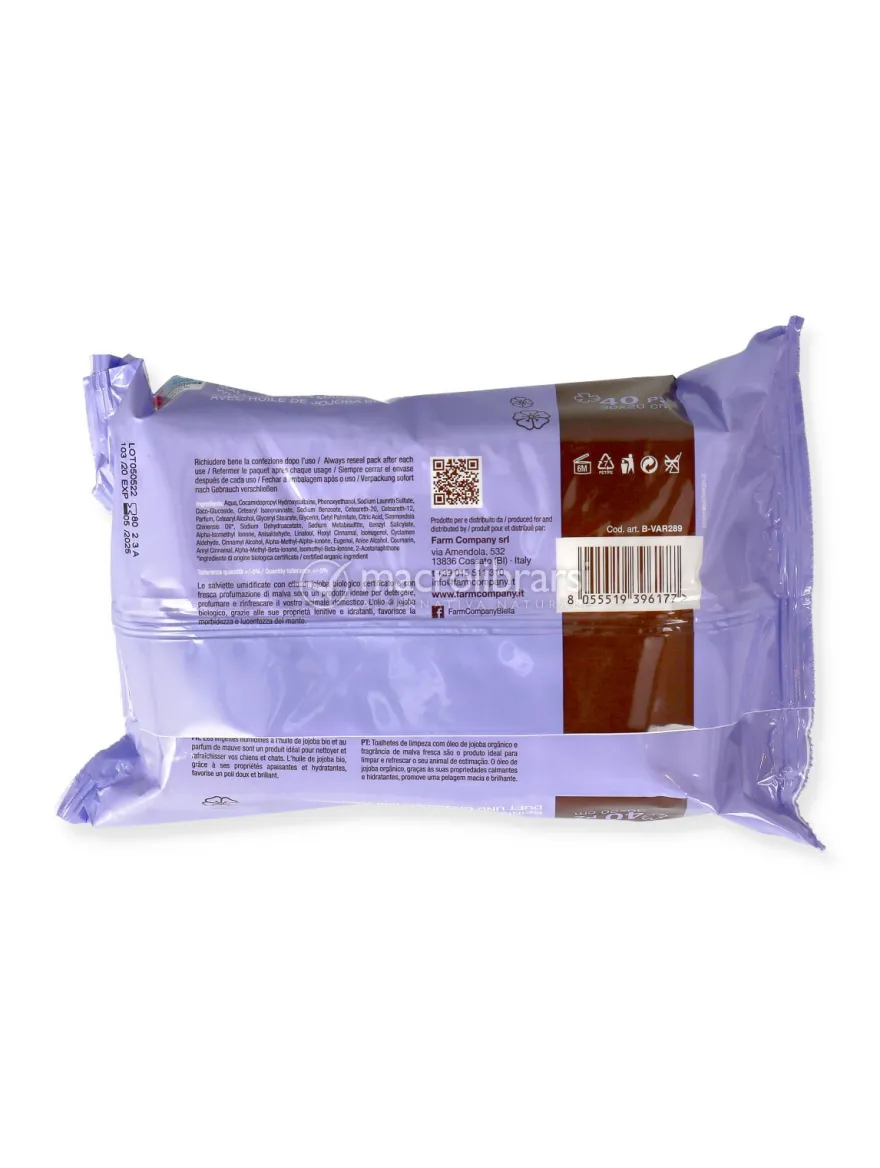 Salviette Detergenti alla Malva con Olio di Jojoba Biologico