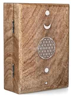 Scatola per Tarocchi in Legno di Mango Sbiancato - Fiore della Vita