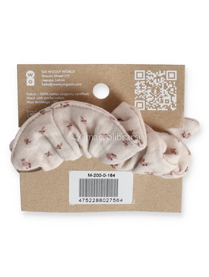 Scrunchy Bimba in Mussola di Cotone Organico - Pink Flowers