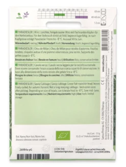 Semi di Cavolo Verza Bio - Paradiesler