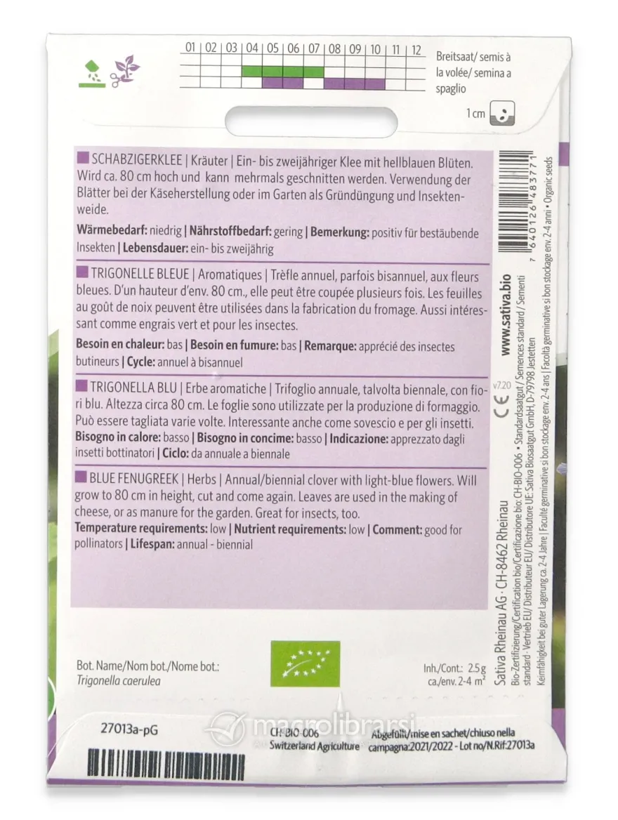 Semi di Erbe Aromatiche Bio - Trigonella Blu