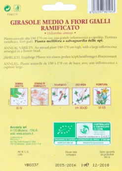 Semi di Girasole Medio a Fiori Gialli Bio