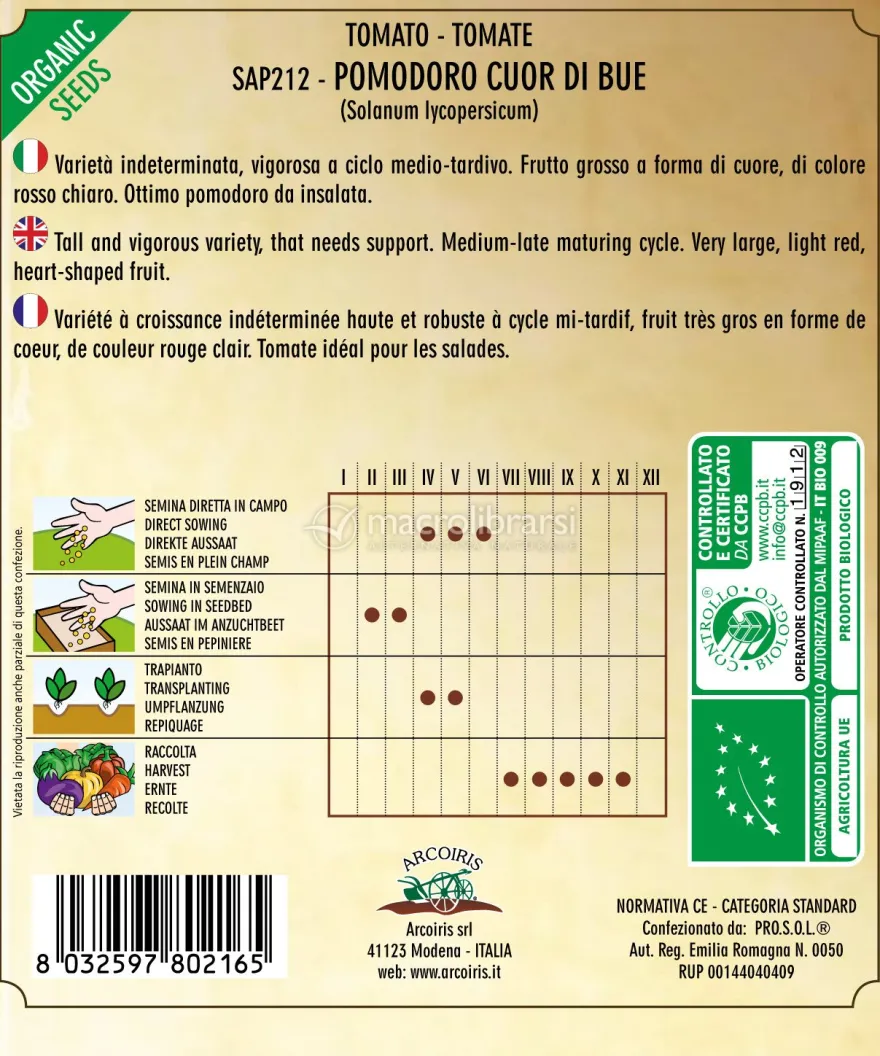 Semi di Pomodoro Cuor di Bue Bio