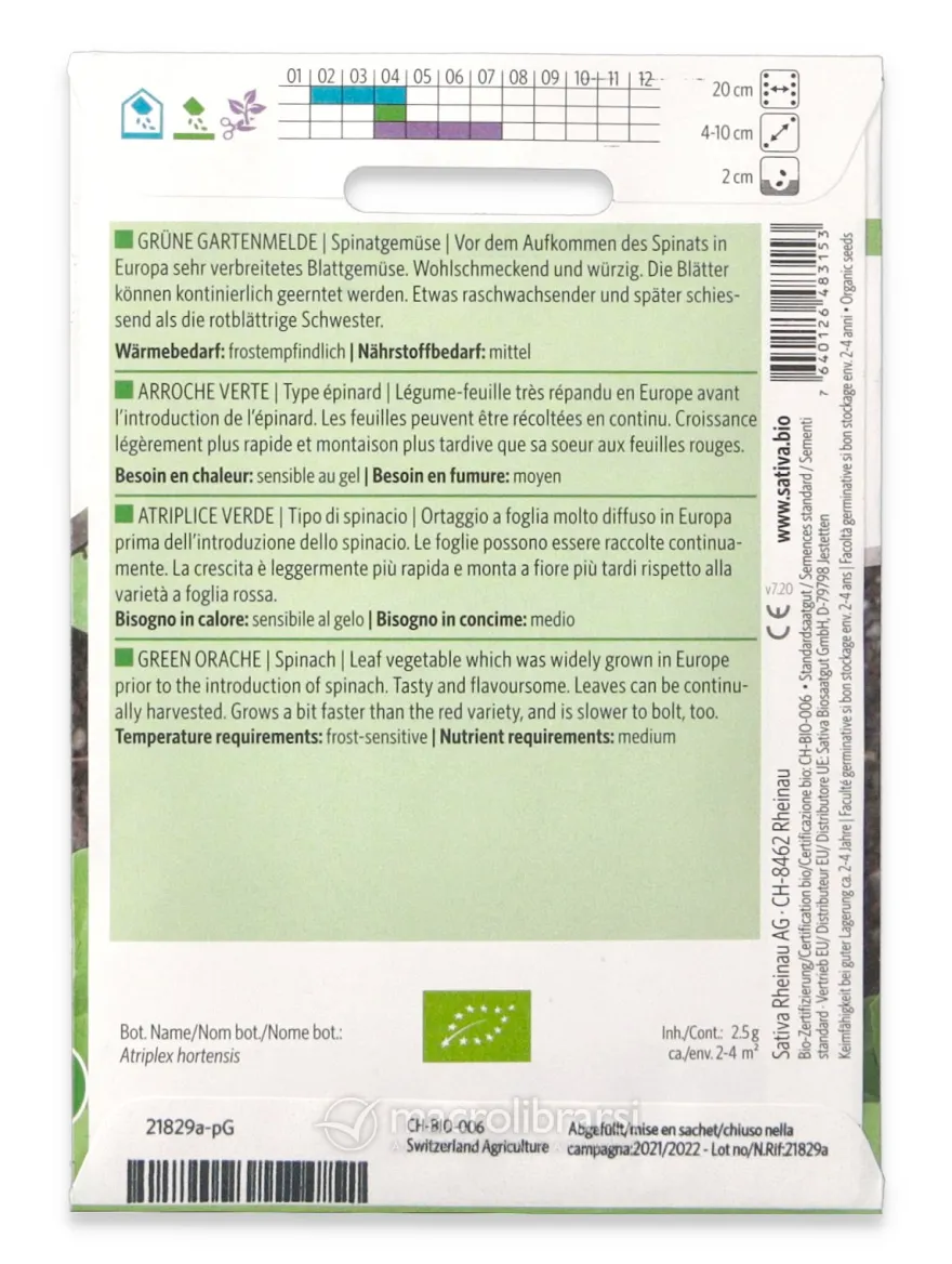 Semi di Spinacio Bio - Atriplice Verde
