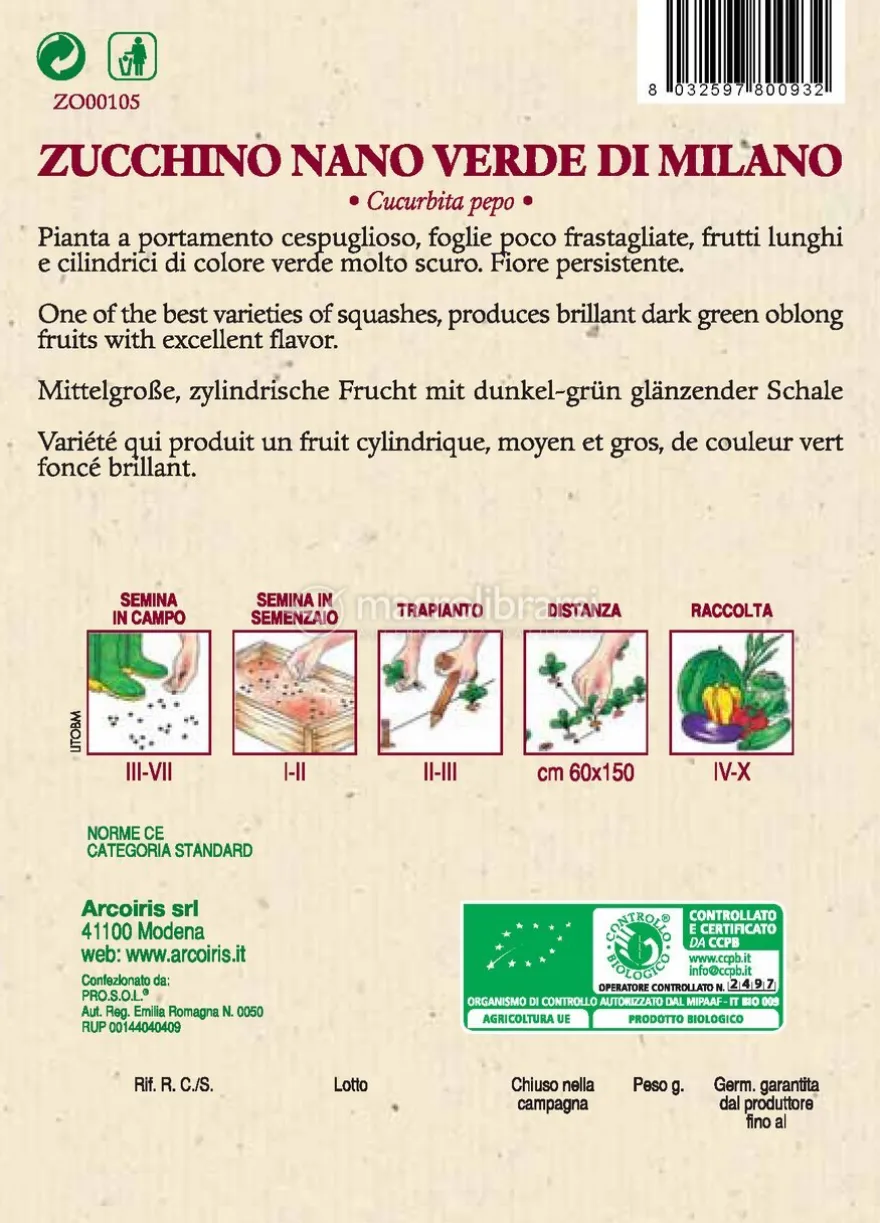 Semi di Zucchino di Milano Bio