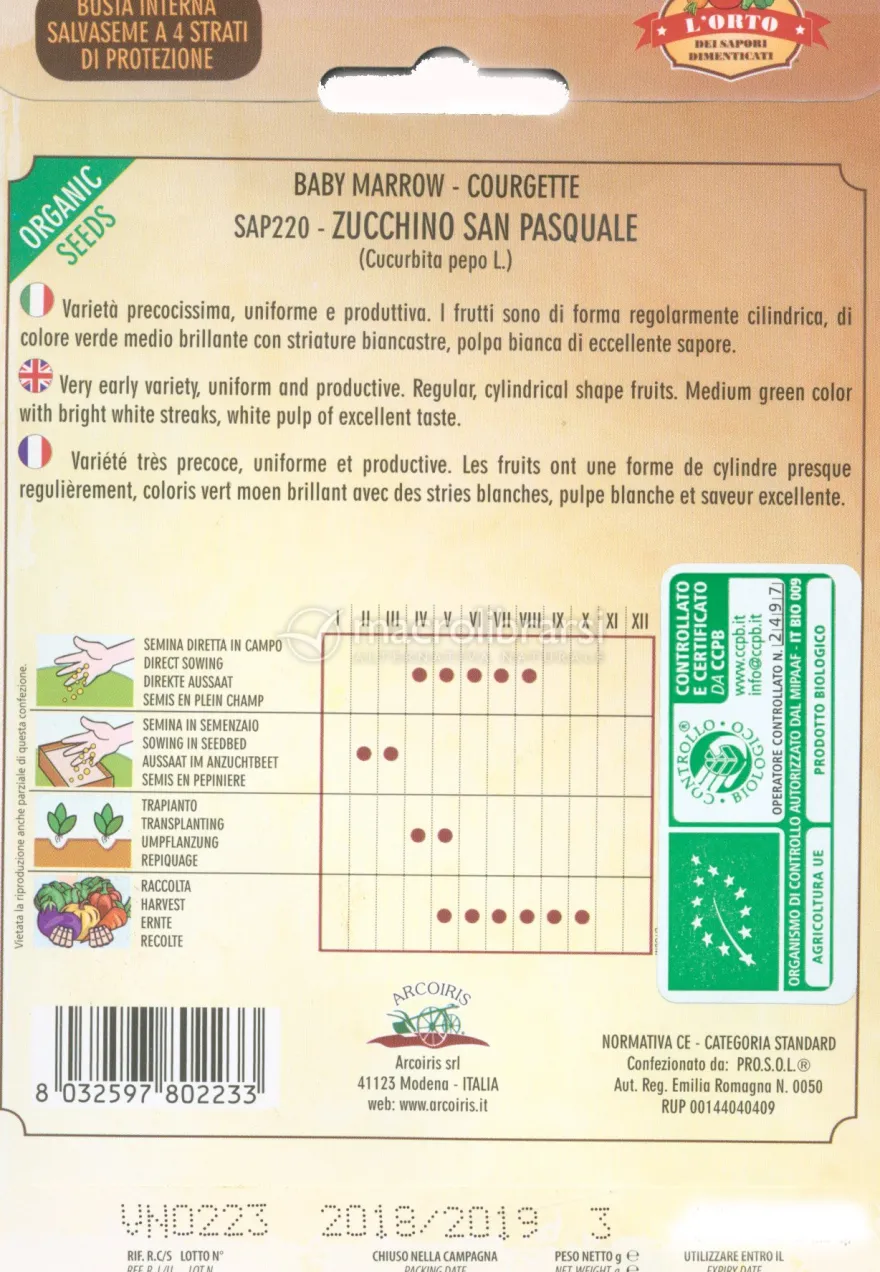 Semi di Zucchino San Pasquale Bio