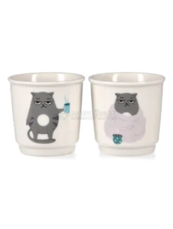 Set 2 Tazzine da Caffè in Ceramica "Soorprendimi" - Gatto