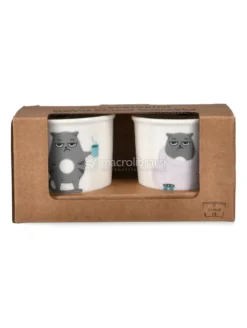 Set 2 Tazzine da Caffè in Ceramica "Soorprendimi" - Gatto