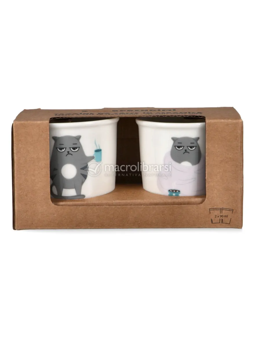 Set 2 Tazzine da Caffè in Ceramica "Soorprendimi" - Gatto