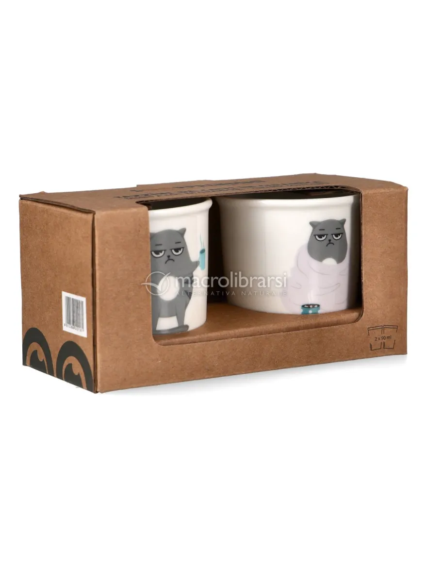Set 2 Tazzine da Caffè in Ceramica "Soorprendimi" - Gatto
