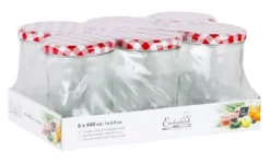 Set 6 Vasetti dritti da 440 ml - Coperchio Bianco Rosso