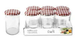 Set 6 Vasetti dritti da 440 ml - Coperchio Bianco Rosso