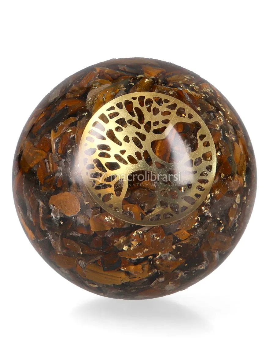 Sfera Orgonite e Occhio di Tigre - Albero della Vita