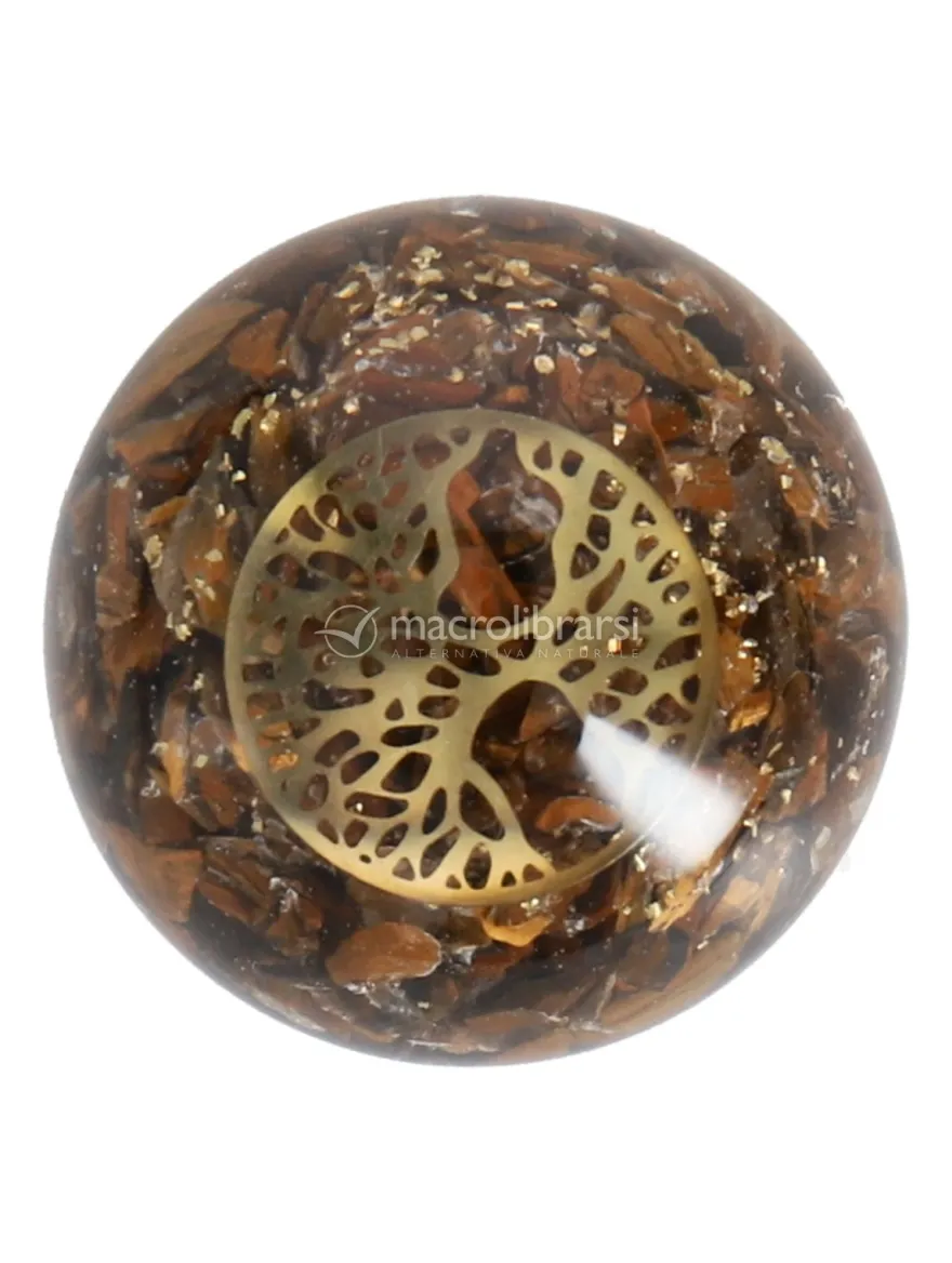 Sfera Orgonite e Occhio di Tigre - Albero della Vita
