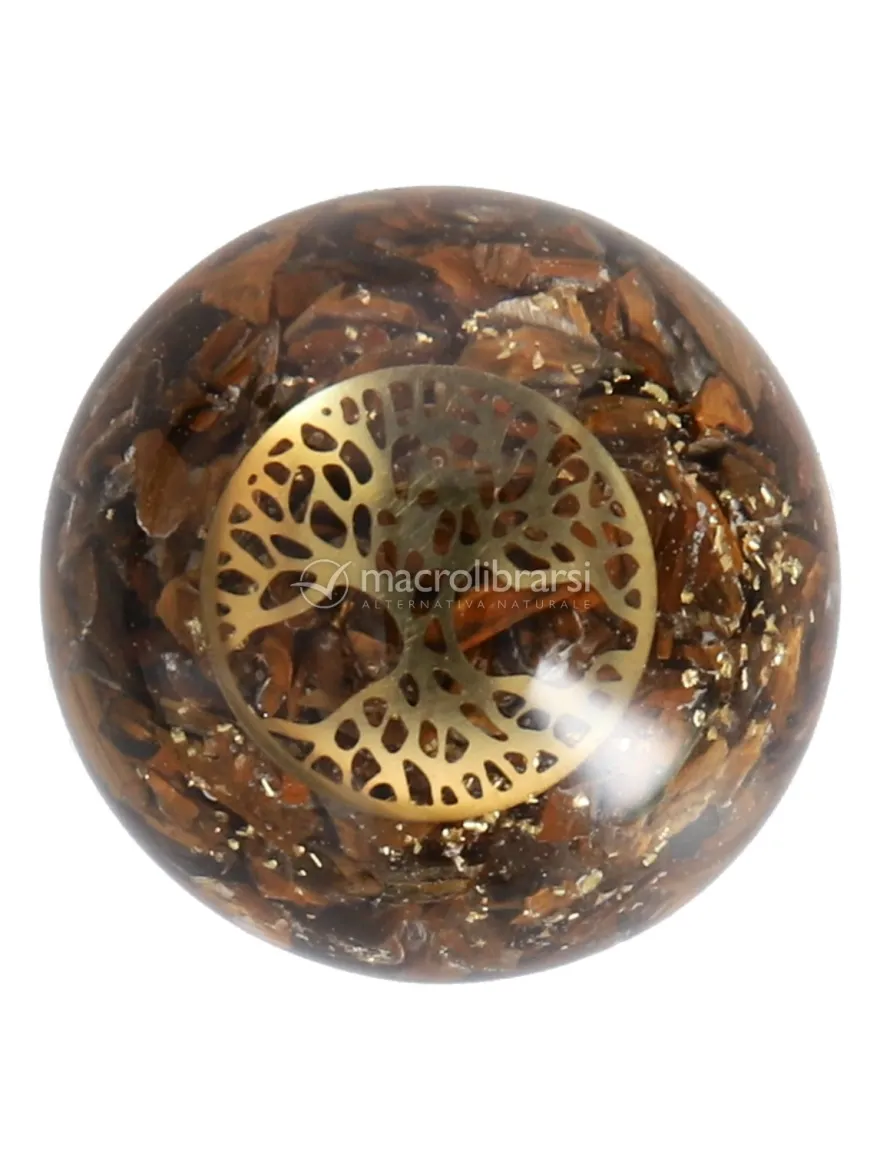 Sfera Orgonite e Occhio di Tigre - Albero della Vita
