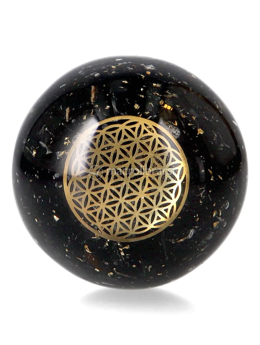 Sfera Orgonite e Tormalina - Fiore della Vita