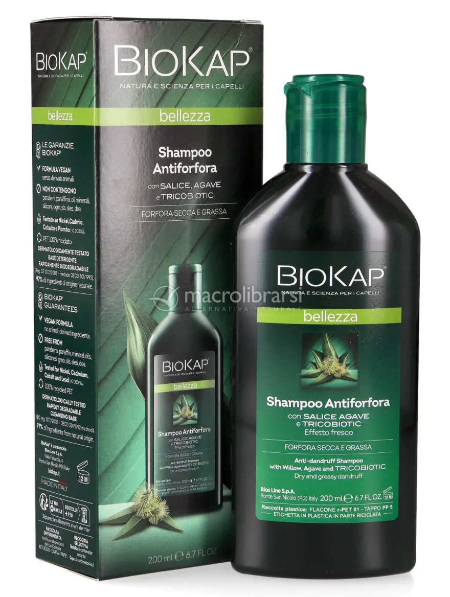 Shampoo Antiforfora con Salice, Agave e Tricobiotic - BioKap Bellezza