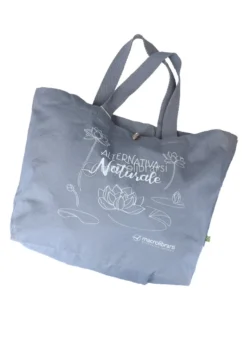 Shopping Bag in Cotone con Fiore di Loto