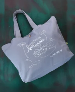 Shopping Bag in Cotone con Fiore di Loto