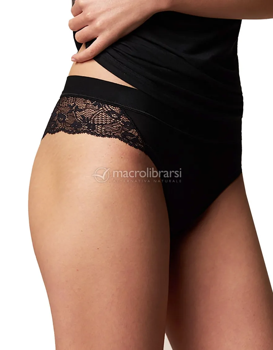 Slip Brasiliana in Pizzo - Nero - Taglia S-M