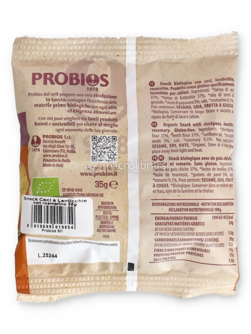 Snack Ceci e Lenticchie con Rosmarino Bio