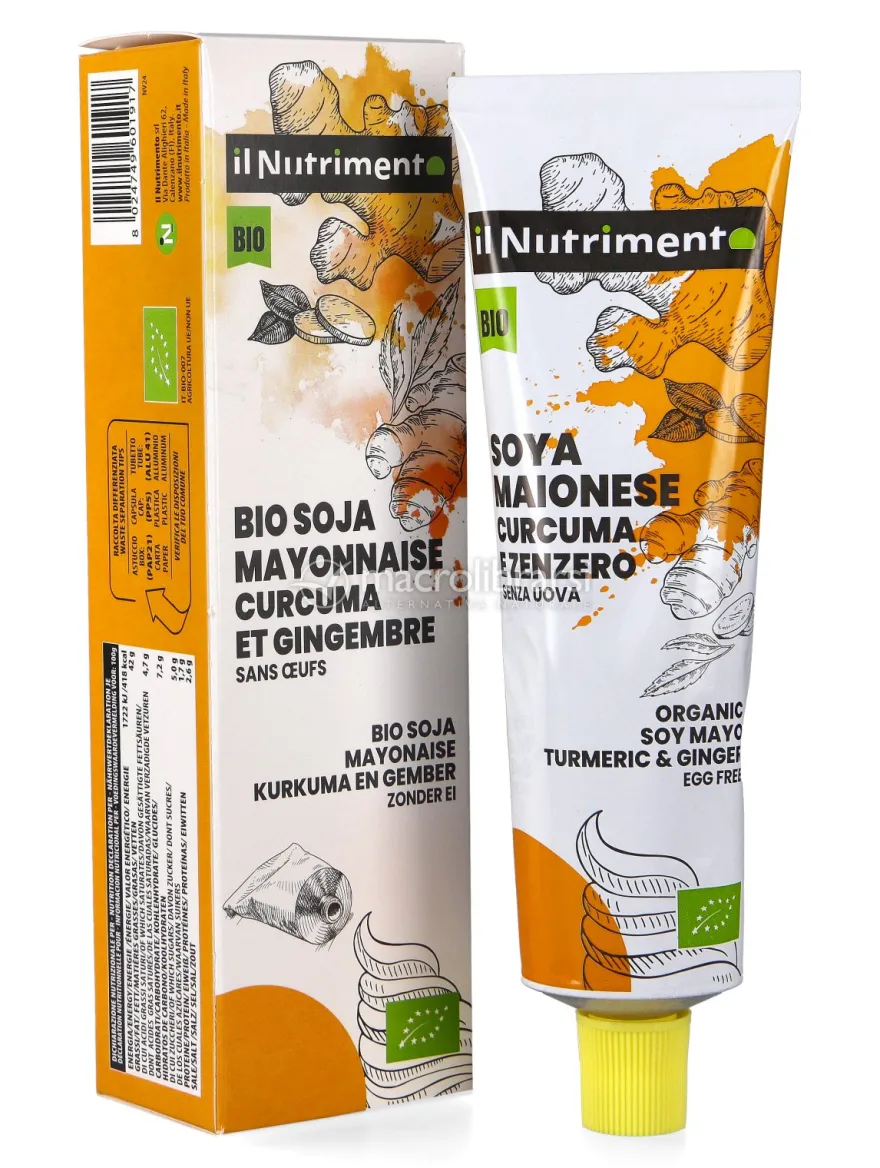 Soya Maionese Bio in Tubetto - Salsa di Soia con Curcuma e Zenzero