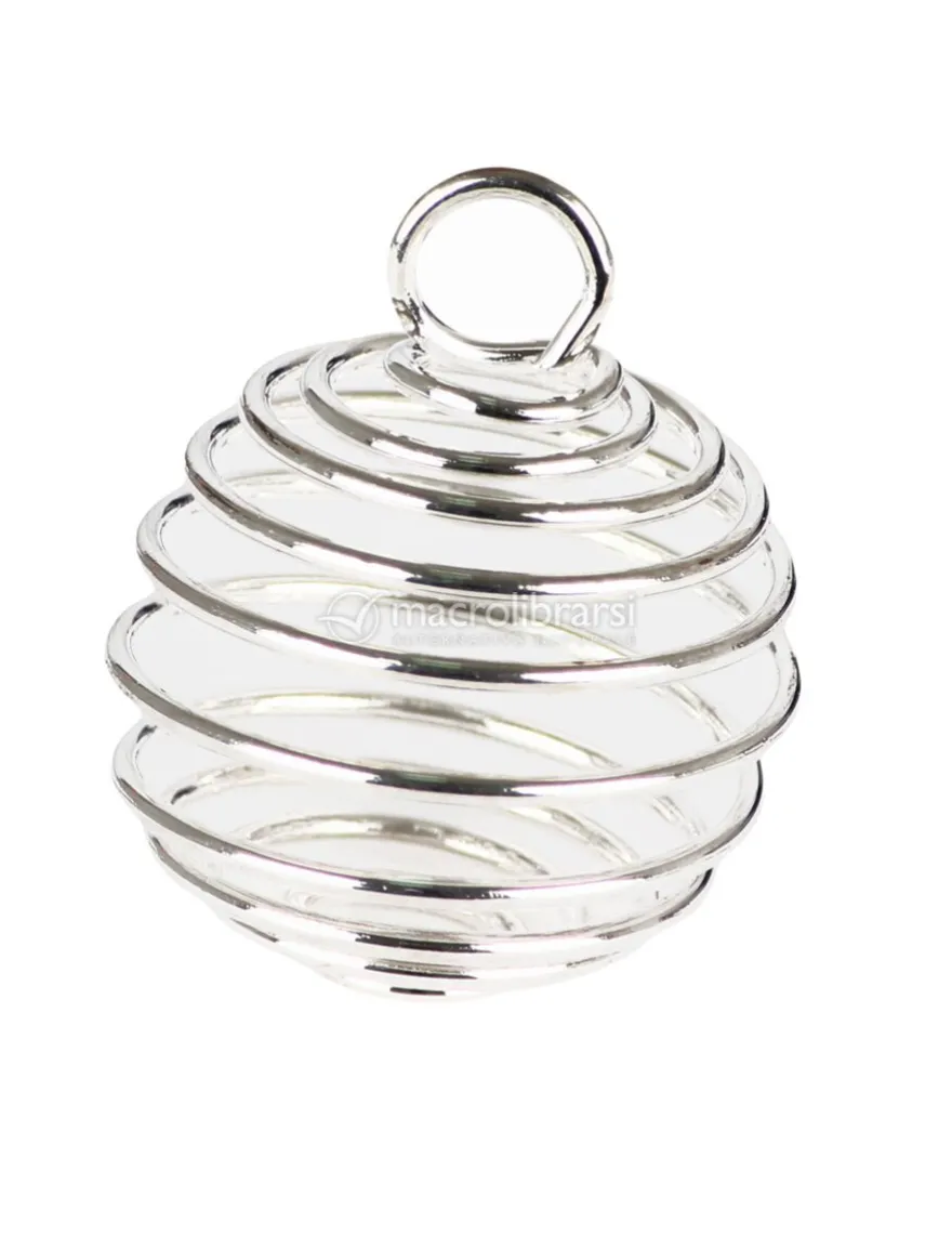 Spirale Gabbia Grande in Metallo Rodiato e Argentato 25 x 25 mm