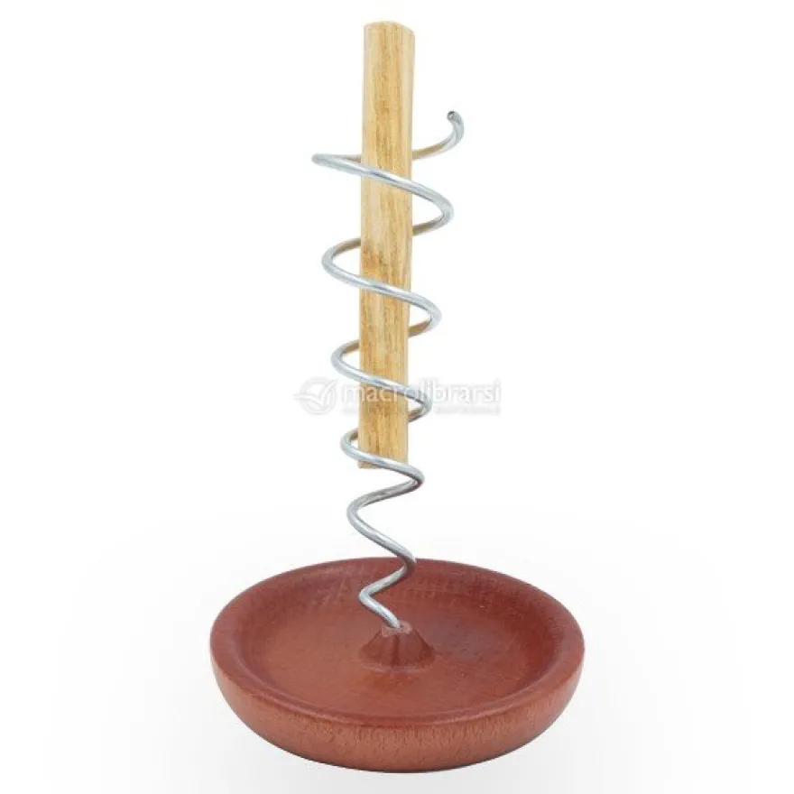 Spirale per Palo Santo in Acciaio con Base di Legno