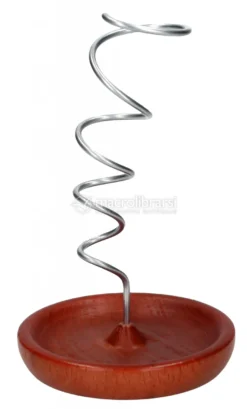 Spirale per Palo Santo in Acciaio con Base di Legno