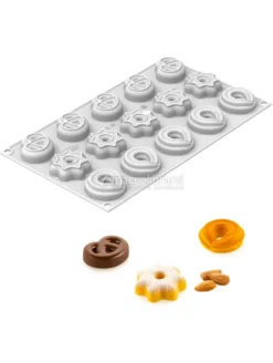 Stampo in Silicone Danish Cookies con 15 Formine per Pasticcini XS