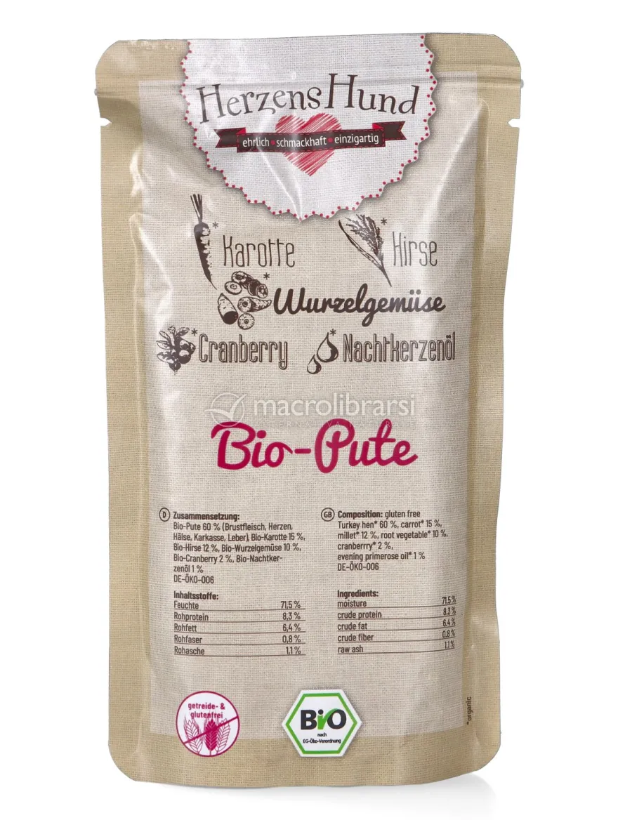 Tacchino Bio con Verdure per Cani - 130 g