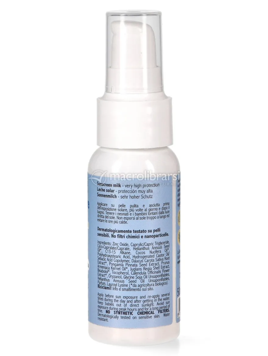Travel Size Latte Solare Bio SPF 50+ Bimbi e Pelli Sensibili