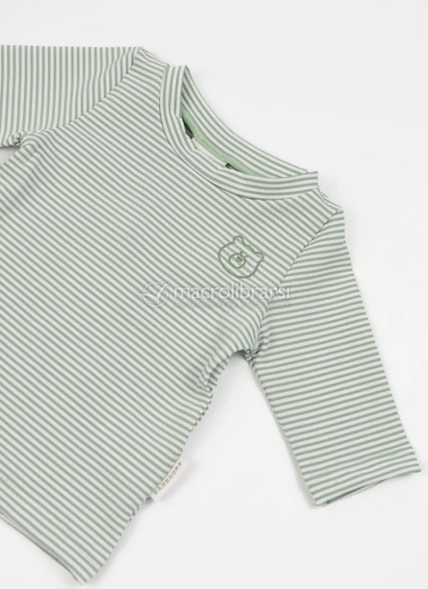 T-Shirt Mare Maniche Tre Quarti UV50+ - Blue Stripes Bear - 9/12m